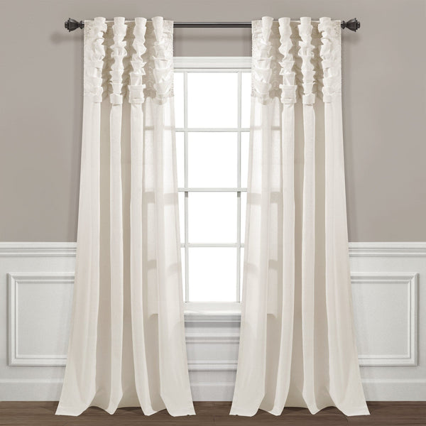Lush Décor Ruched Waterfall Faux Linen Window Curtain Panel