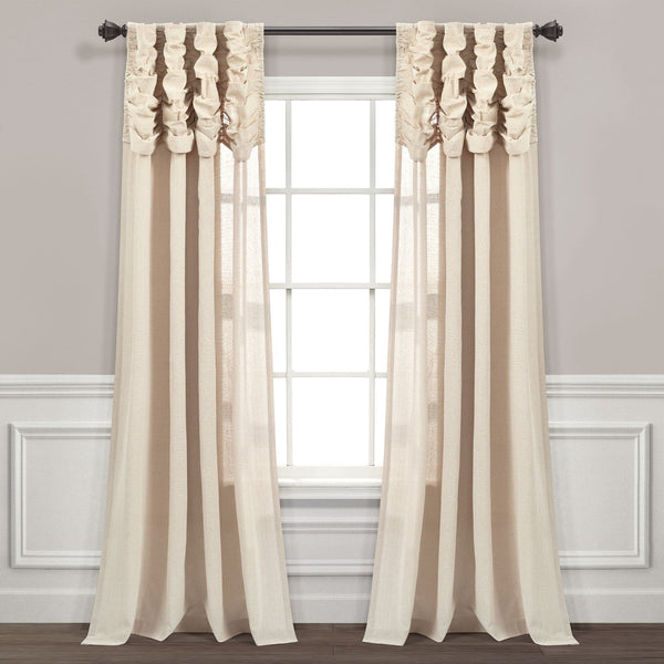 lush décor Ruched Waterfall Faux Linen Window Curtain Panel