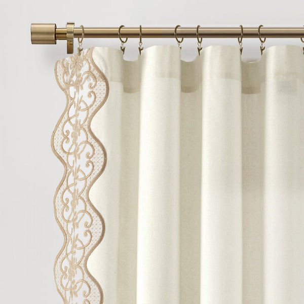 Lush Décor Scalloped Edge Lace Border Window Curtain Panel