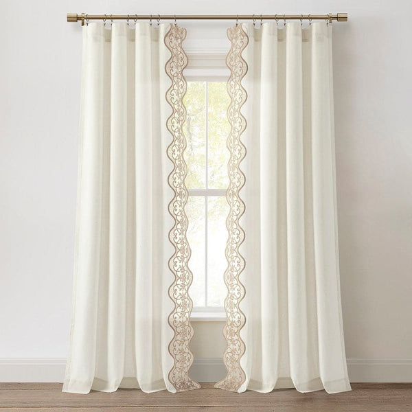 Lush Décor Scalloped Edge Lace Border Window Curtain Panel