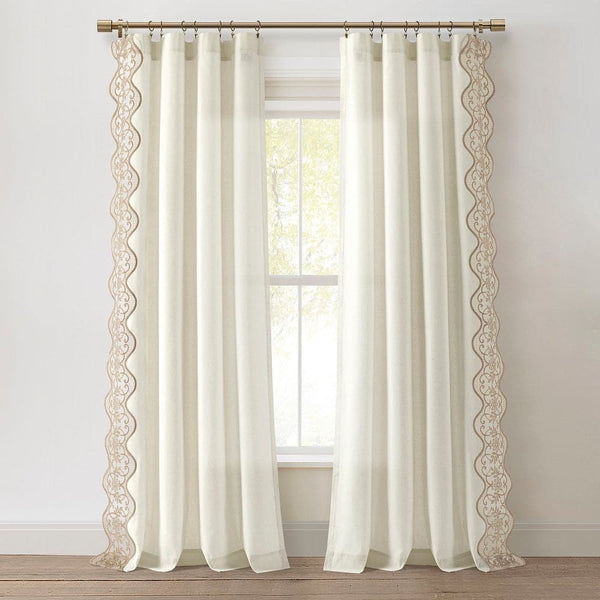 lush décor Scalloped Edge Lace Border Window Curtain Panel