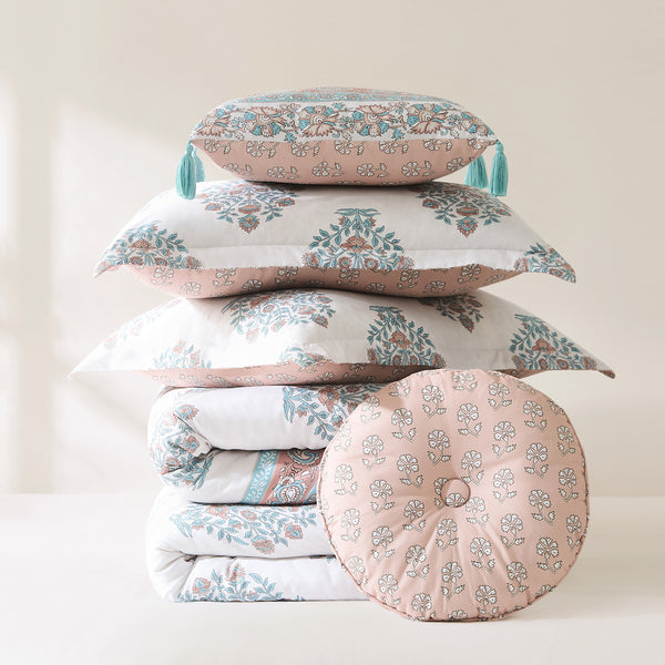 Lush Décor Sofia Flower Block Bouquet Comforter 5Pc Set