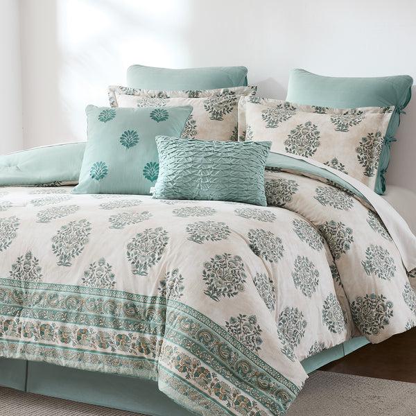 Lush Décor Sofia Flower Block Bouquet Cotton Comforter Set