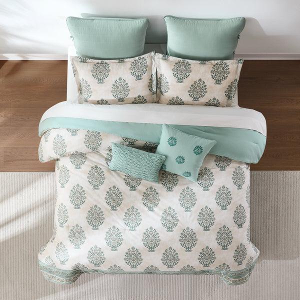 Lush Décor Sofia Flower Block Bouquet Cotton Comforter Set