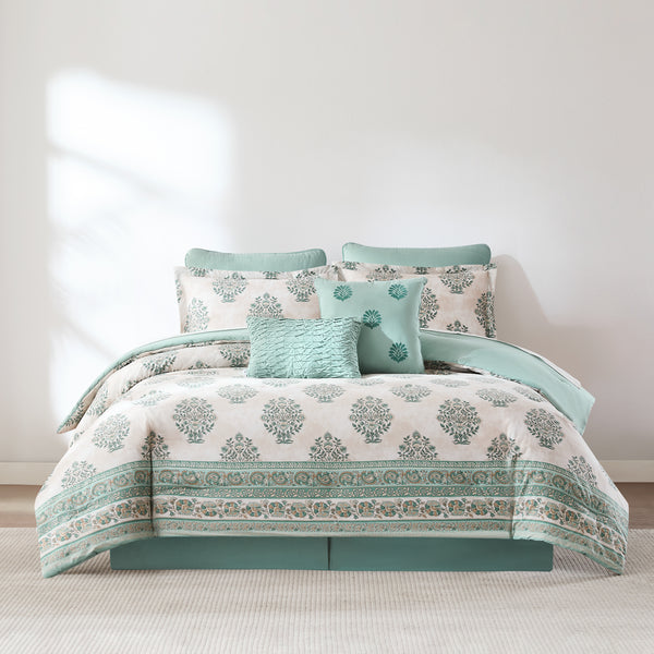 lush décor Sofia Flower Block Bouquet Cotton Comforter Set
