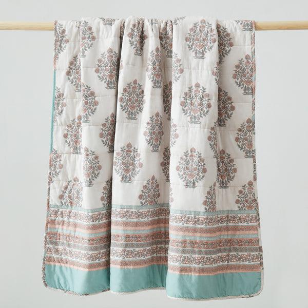 Lush Décor Sofia Flower Block Bouquet Reversible Cotton Throw Blanket