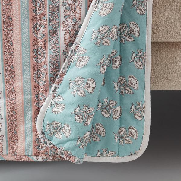 Lush Décor Sofia Flower Block Bouquet Reversible Cotton Throw Blanket