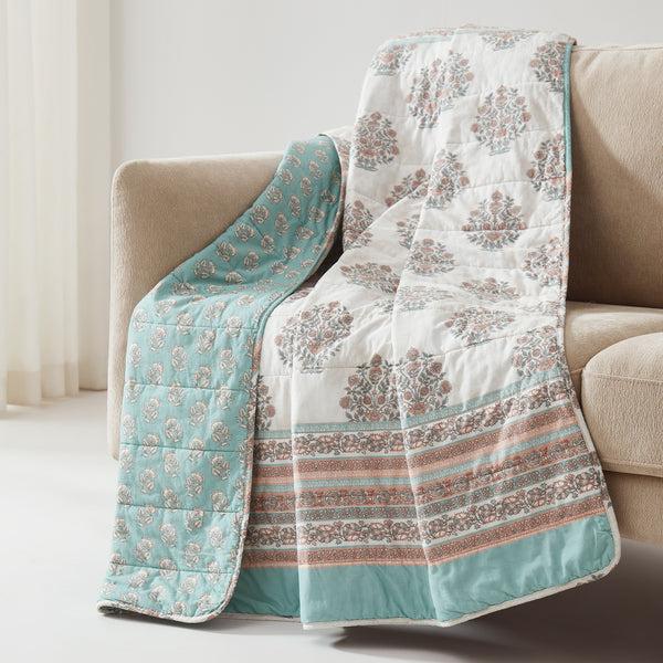 lush décor Sofia Flower Block Bouquet Reversible Cotton Throw Blanket