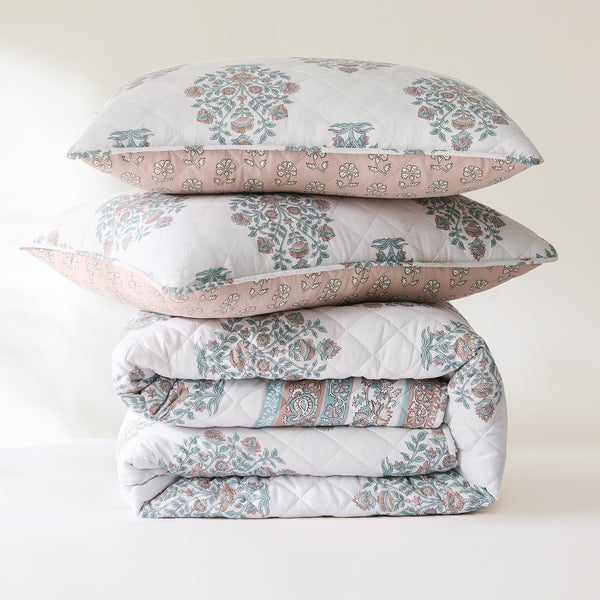 Lush Décor Sofia Flower Block Bouquet Reversible Quilt 6Pc Set