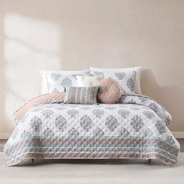 lush décor Sofia Flower Block Bouquet Reversible Quilt 6Pc Set