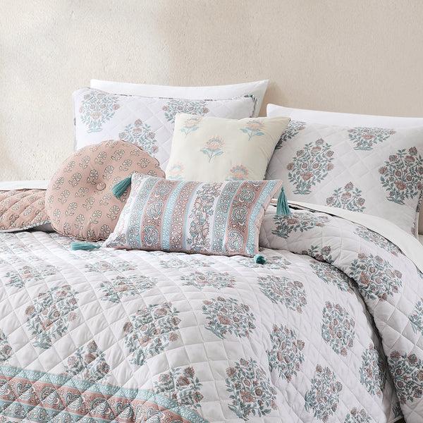 Lush Décor Sofia Flower Block Bouquet Reversible Quilt 6Pc Set