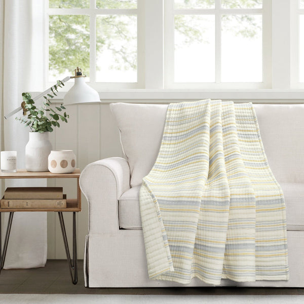 lush décor Solange Stripe Kantha Pick Stitch Yarn Dyed Cotton Woven Throw