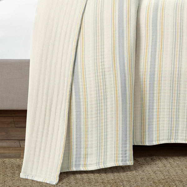 Lush Décor Solange Stripe Kantha Pick Stitch Yarn Dyed Cotton Woven Quilt/Coverlet Set