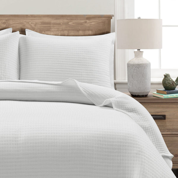 lush décor Solid Kantha Pick Stitch Yarn Dyed Cotton Woven Quilt/Coverlet Set