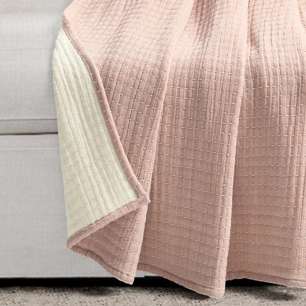 Lush Décor Solid Kantha Pick Stitch Yarn Dyed Cotton Woven Throw