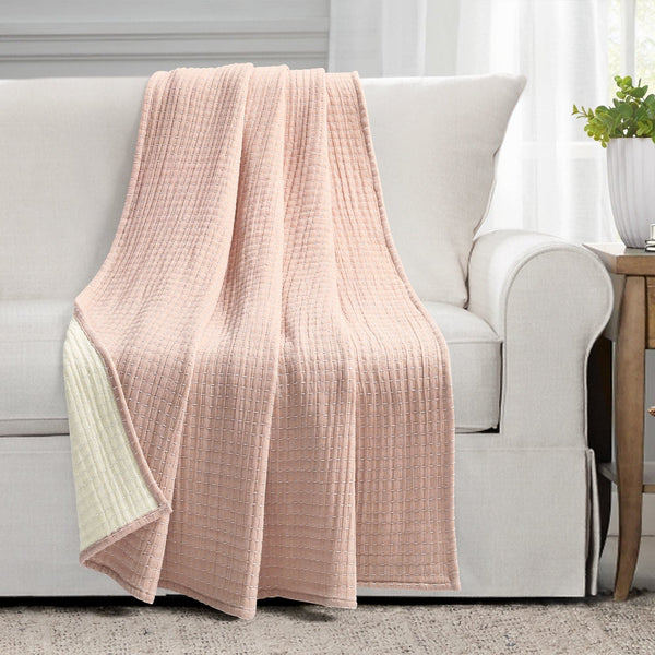 Lush Décor Solid Kantha Pick Stitch Yarn Dyed Cotton Woven Throw