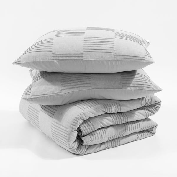 Lush Décor Sorano Chambray Textured Jacquard Cotton Duvet Cover 3 Piece Set