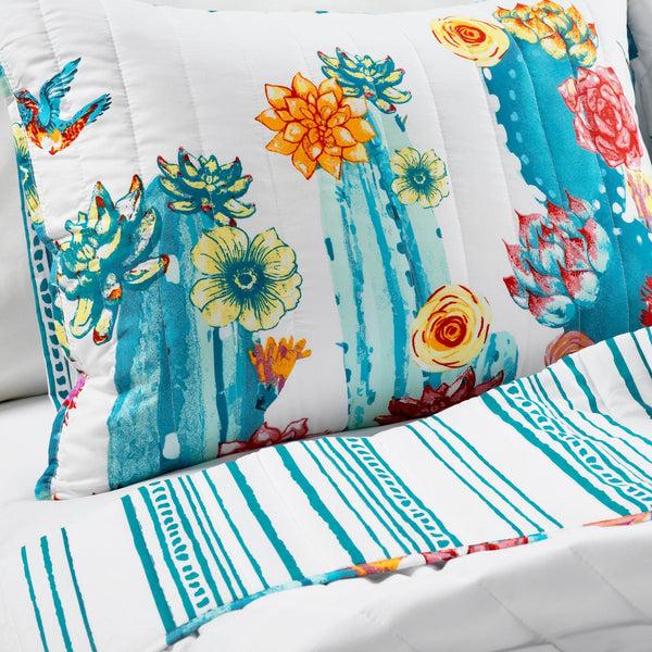 Lush Décor Southwest Vibrant Cactus Reversible 3 Piece Quilt Set