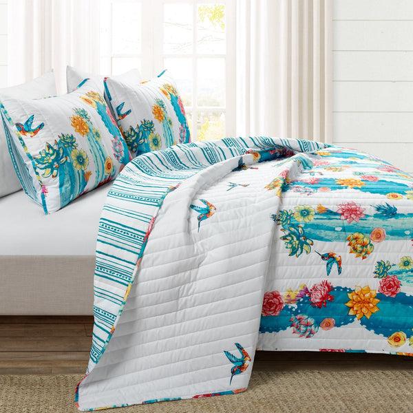 Lush Décor Southwest Vibrant Cactus Reversible 3 Piece Quilt Set