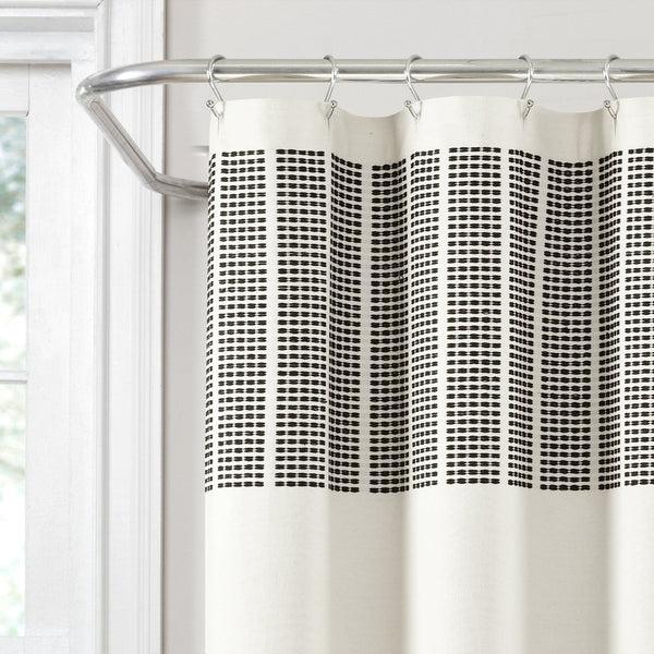 Lush Décor Stitched Woven Stripe Yarn Dyed Recycled Cotton Blend Shower Curtain