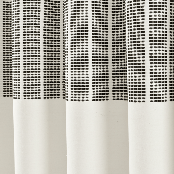 Lush Décor Stitched Woven Stripe Yarn Dyed Recycled Cotton Blend Shower Curtain