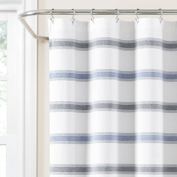 Lush Décor Stripe Woven Textured Yarn Dyed Recycled Cotton Shower Curtain