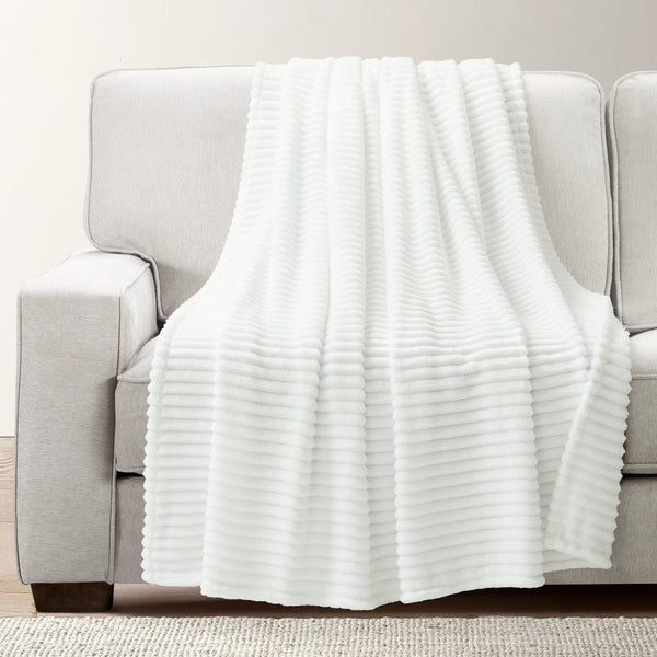 lush décor Super Cozy Ultra Soft Ribbed Faux Fur Throw