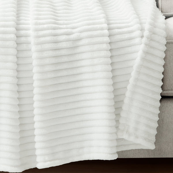 Lush Décor Super Cozy Ultra Soft Ribbed Faux Fur Throw