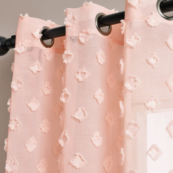 Lush Décor Textured Dot Grommet Sheer Window Curtain Panel Set