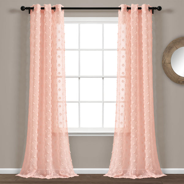 Lush Décor Textured Dot Grommet Sheer Window Curtain Panel Set