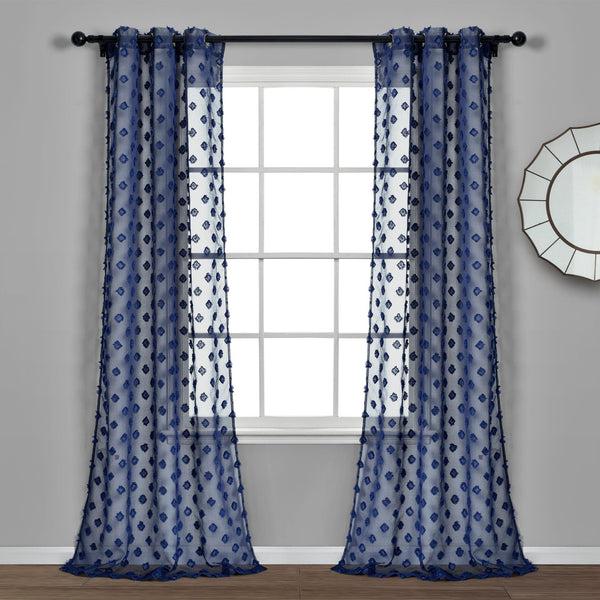 Lush Décor Textured Dot Grommet Sheer Window Curtain Panel Set