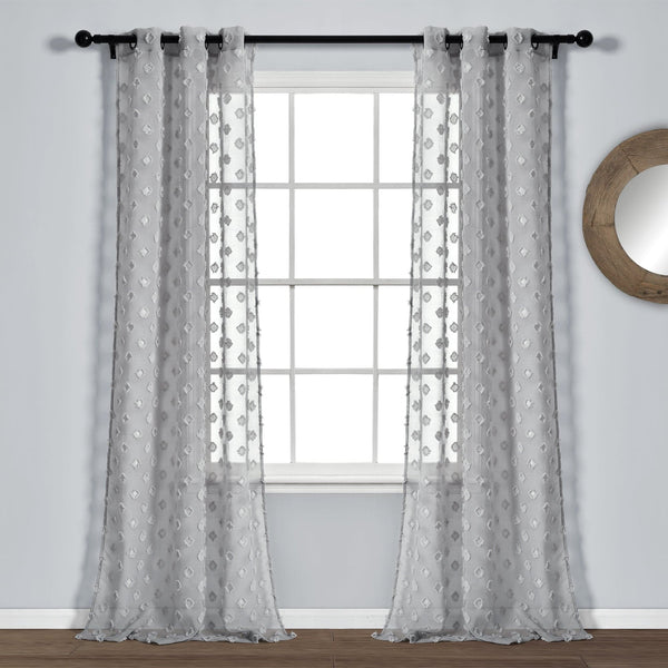 lush décor Textured Dot Grommet Sheer Window Curtain Panel Set