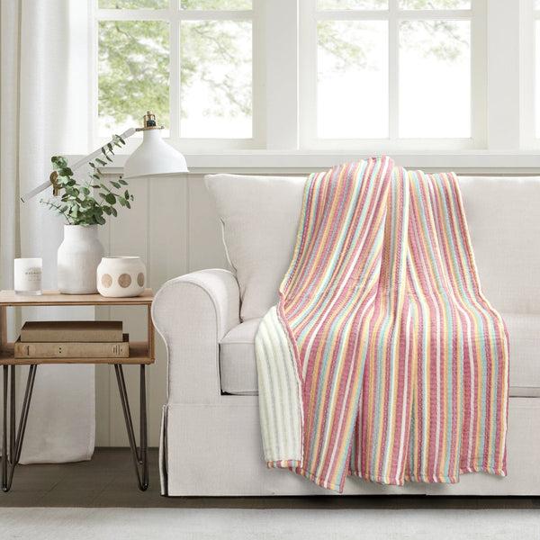 lush décor Tracy Stripe Kantha Pick Stitch Yarn Dyed Cotton Woven Throw