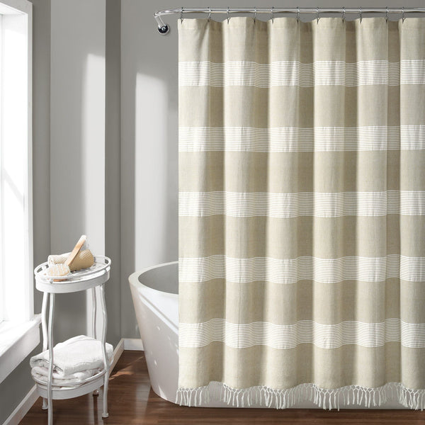 Lush Décor Tucker Stripe Yarn Dyed Knotted Tassel Shower Curtain