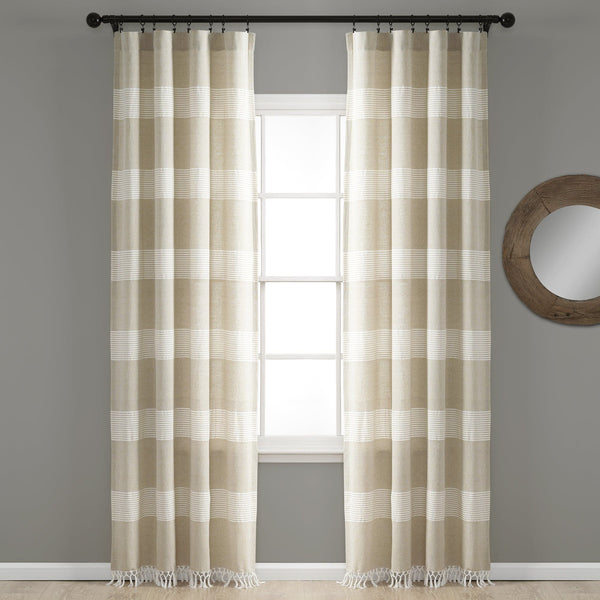 lush décor Tucker Stripe Yarn Dyed Knotted Tassel Window Curtain Panel Set