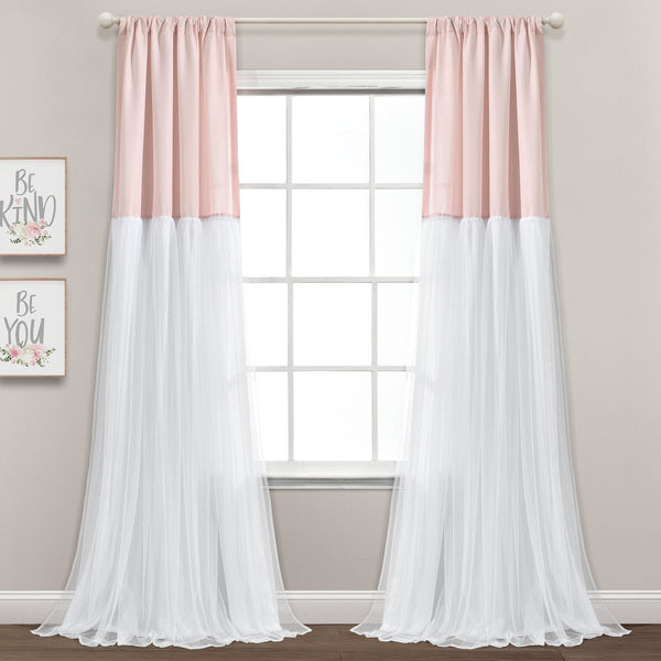 Lush Décor Tulle Skirt Colorblock Window Curtain Panel Set