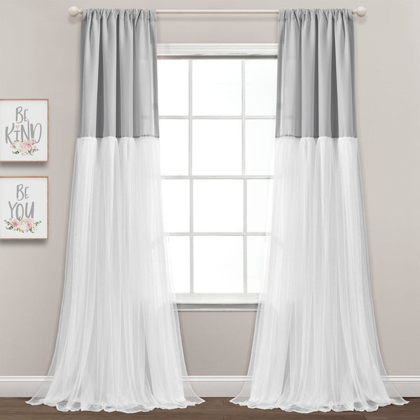lush décor Tulle Skirt Colorblock Window Curtain Panel Set