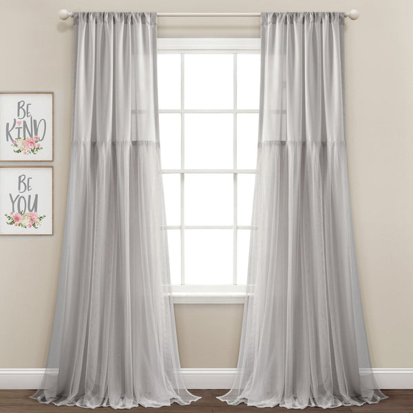 Lush Décor Tulle Skirt Solid Window Curtain Panel Set