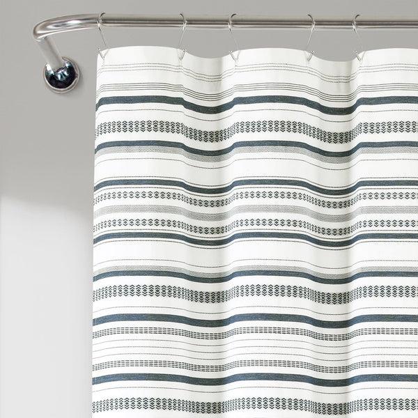 Lush Décor Urban Woven Yarn Dyed Recycled Cotton Blend Shower Curtain