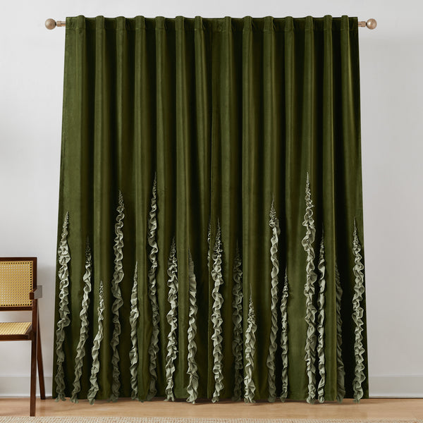Lush Décor Verdant Path Velvet Blackout Window Curtain Panels