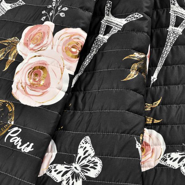 Lush Décor Vintage Paris Rose Butterfly Script Throw