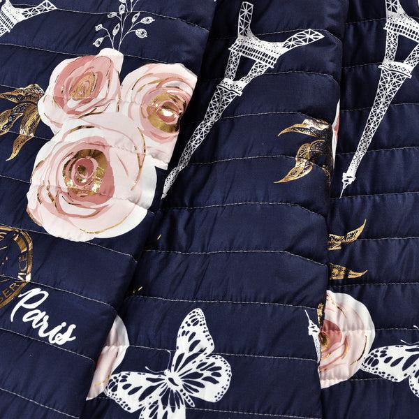 Lush Décor Vintage Paris Rose Butterfly Script Throw