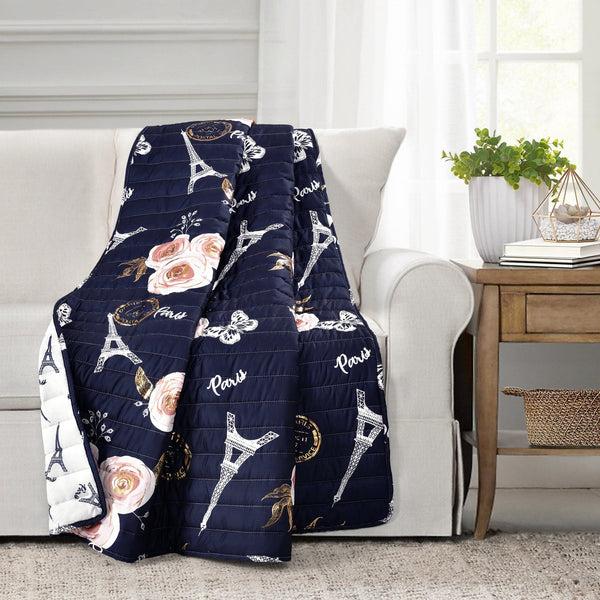 lush décor Vintage Paris Rose Butterfly Script Throw