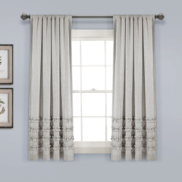 Lush Décor Vintage Stripe Yarn Dyed Window Curtain Panel Set