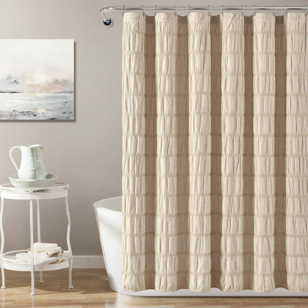 Lush Décor Waffle Stripe Woven Cotton Shower Curtain