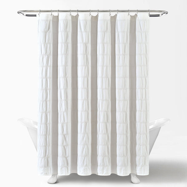 Lush Décor Waffle Stripe Woven Cotton Shower Curtain
