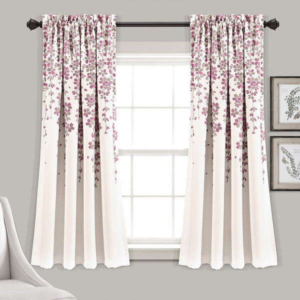 Lush Décor Weeping Flower Light Filtering Window Curtain Set