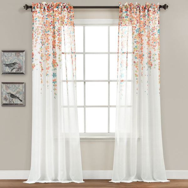 Lush Décor Weeping Flower Sheer Window Curtain Panel Set