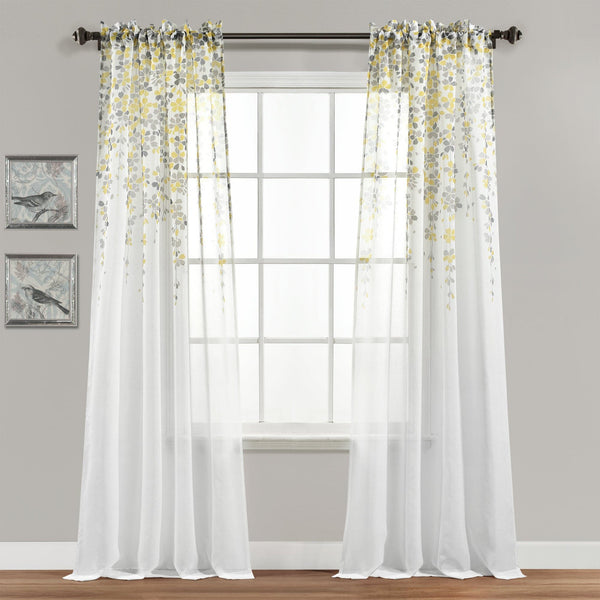 Lush Décor Weeping Flower Sheer Window Curtain Panel Set