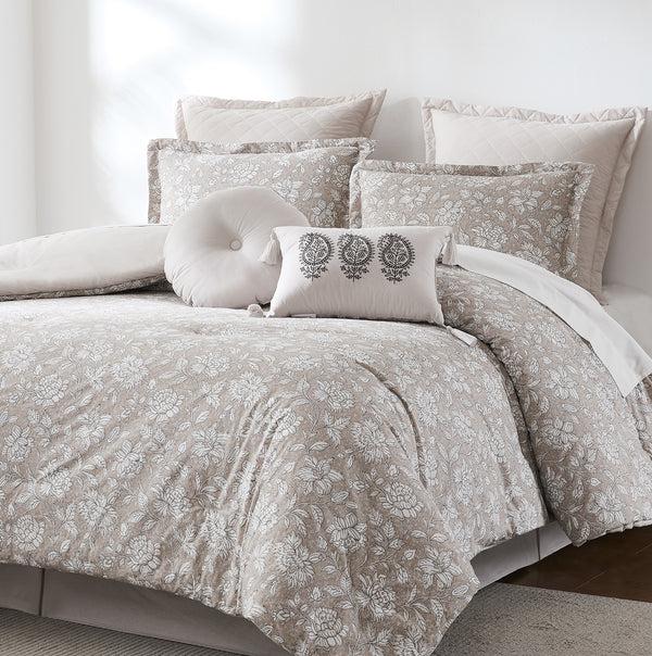 Lush Décor Zara Floral Block Cotton Comforter 8Pc Set
